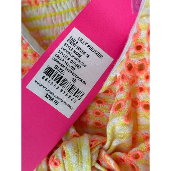Lilly Pulitzer Sarafina Eyelet Babydoll
Dress Calla Yellow Gingham NWT Size 16 - Picture 2 of 6